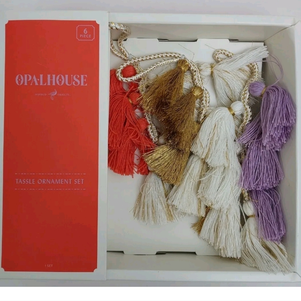 Opalhouse Tassle Ornament - Set 6 piece Purple, Gold, Red, White